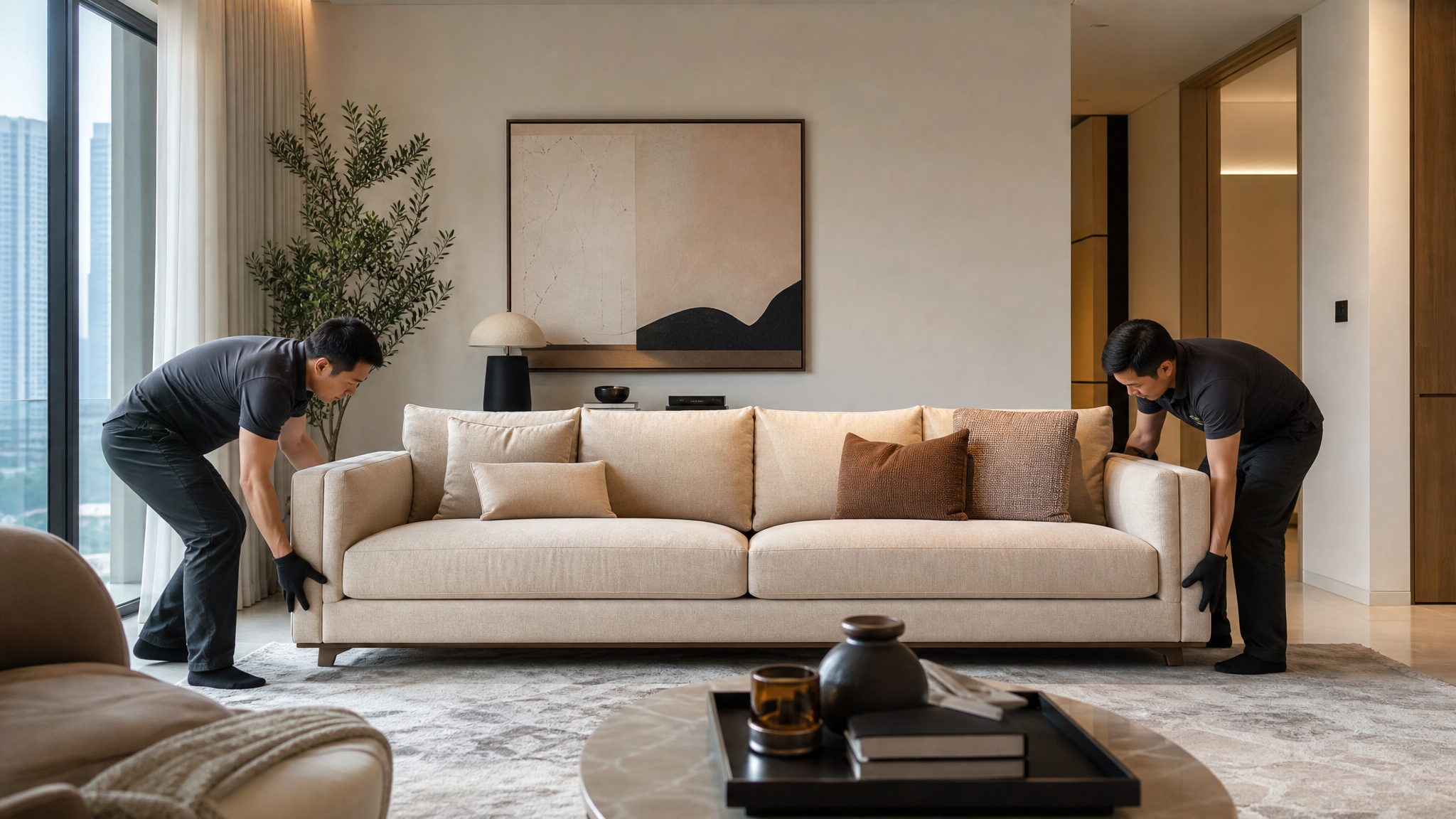 Bobbio delivery and sofa setup mood image